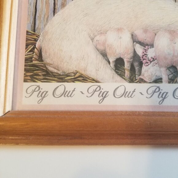 Pig Out Vintage Framed Figi Graphics Farmlife Humor Mama Pig and Babies - Picture 4 of 8